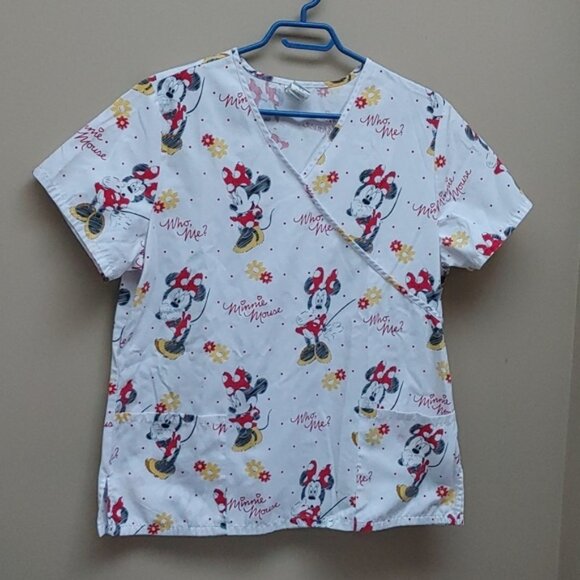DISNEY Minnie Mouse nurse scrubs top white red yellow gray short sleeve … - Picture 2 of 8